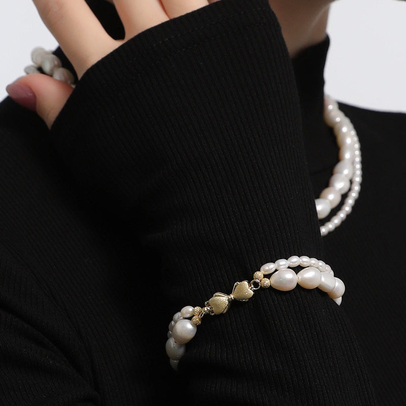 Double layer baroque fresh water pearl
