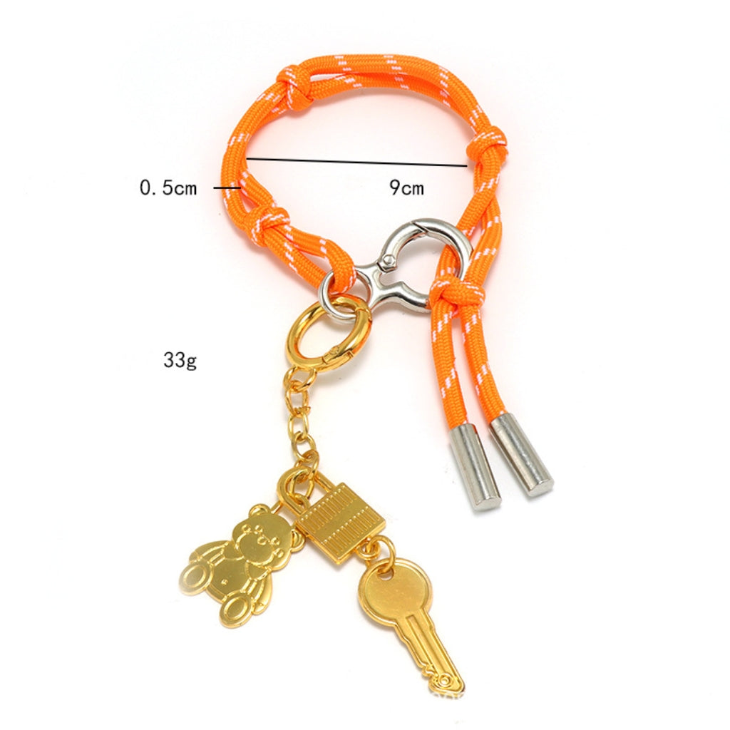 Bag Charm Accessories Keychain Leather Cord Hand-woven