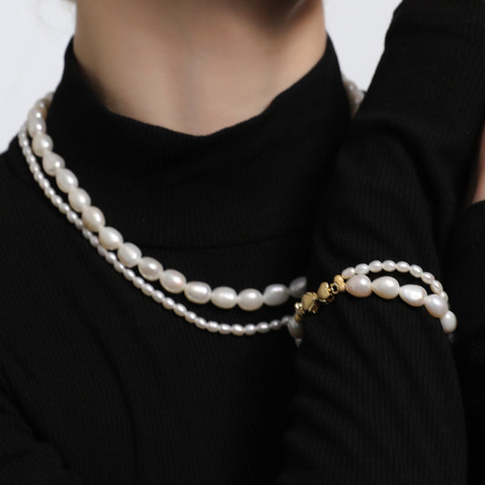Double layer baroque fresh water pearl