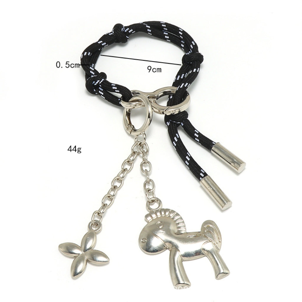 Bag Charm Accessories Keychain Leather Cord Hand-woven