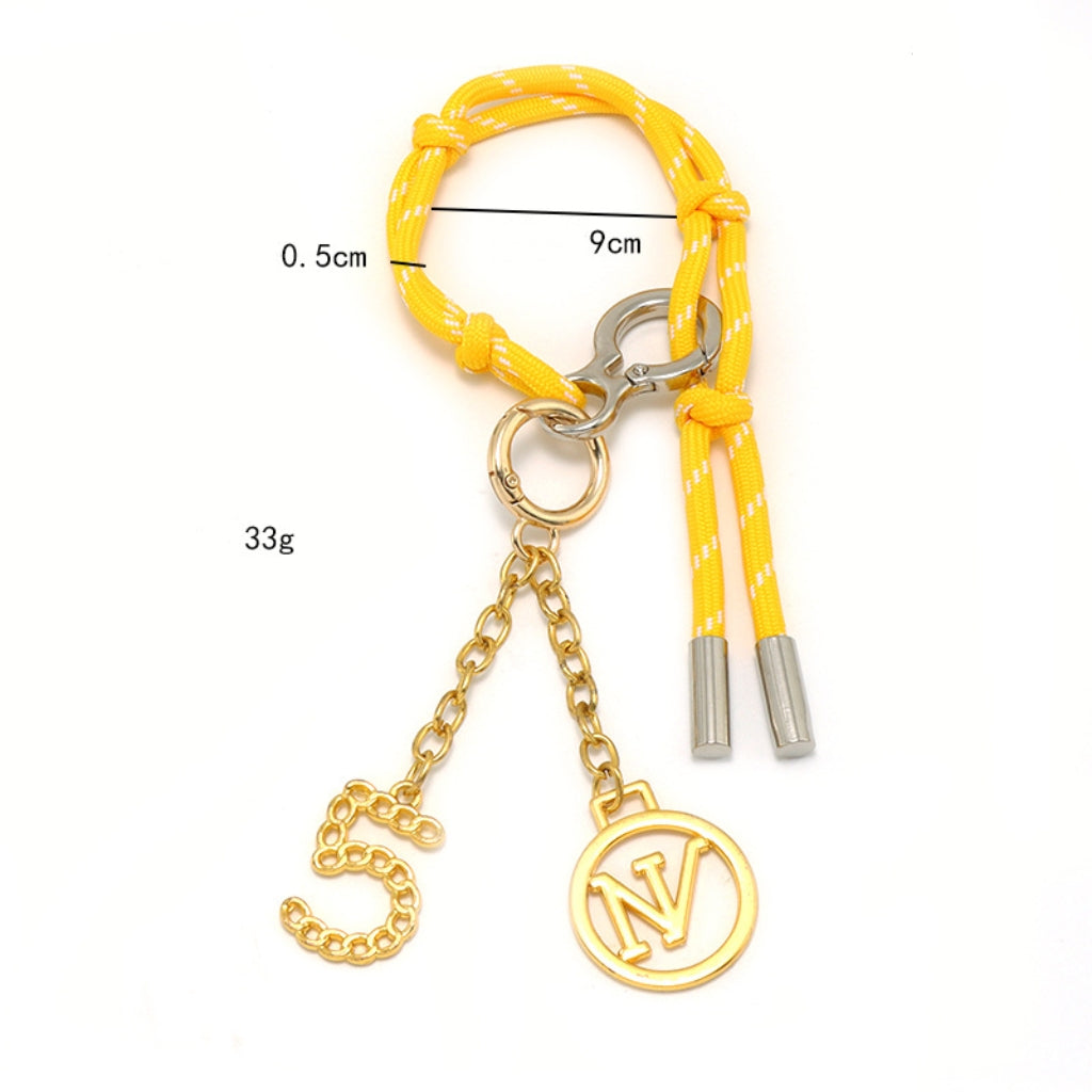 Bag Charm Accessories Keychain Leather Cord Hand-woven