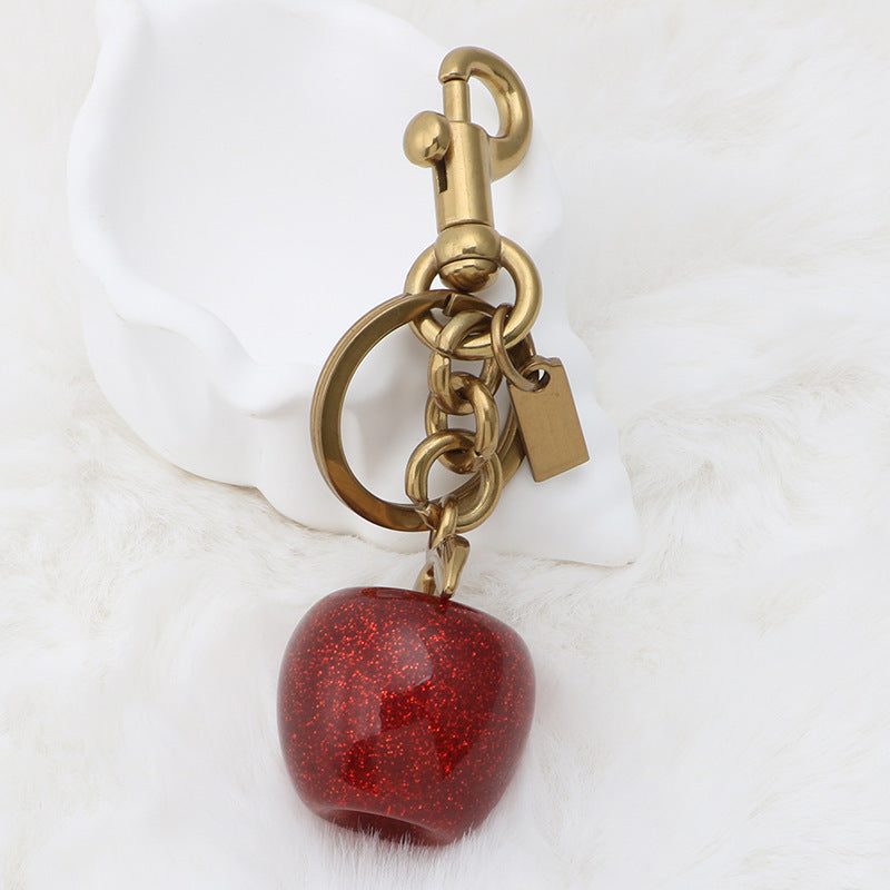 Fruit Charm Red Apple Keychain Bag Charm Colorful Car Keychain