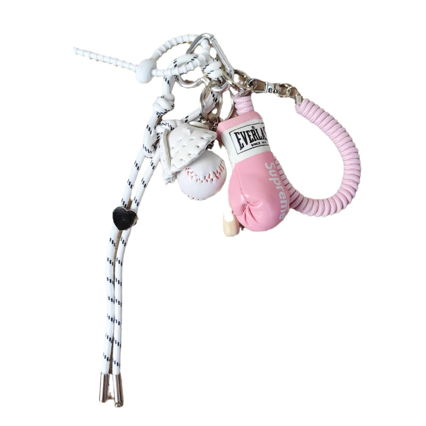 Pink Glove Pendant, White Baseball Keychain, Spring Lanyard, MIU Style Girl Bag Pendant