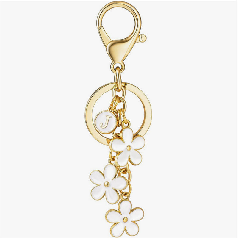 Flower Keychain Lovely Charm Black and White