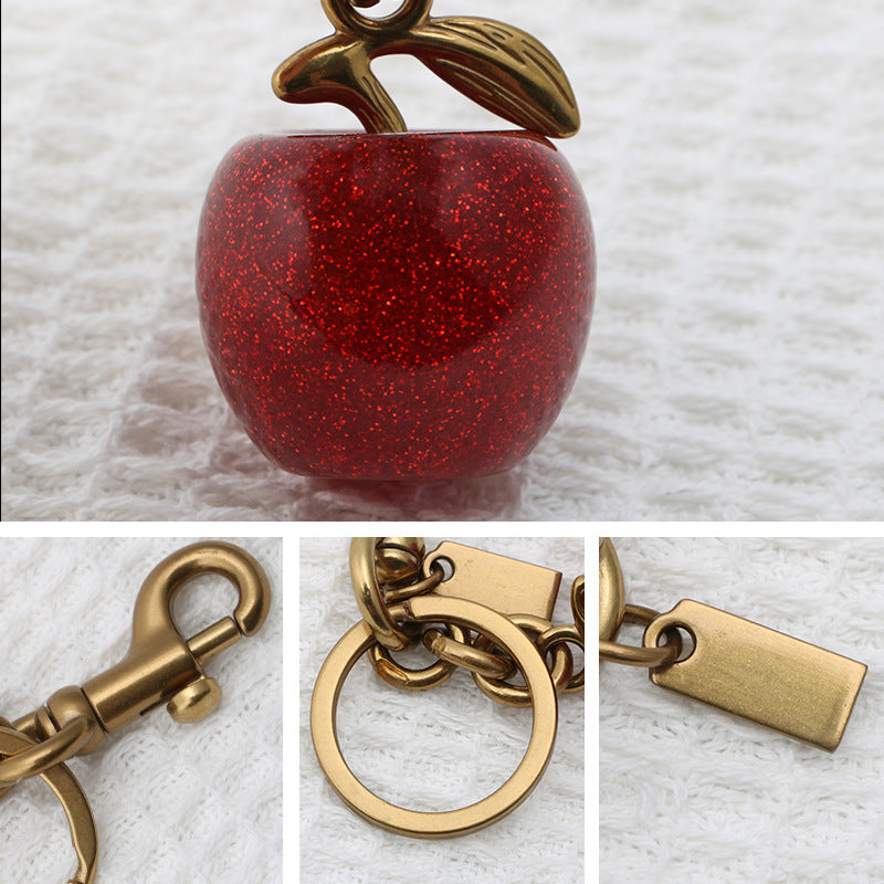 Fruit Charm Red Apple Keychain Bag Charm Colorful Car Keychain